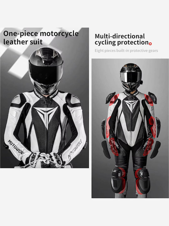 Motowolf Jm10 Men's Leather Riding Suit Motorcycle Black