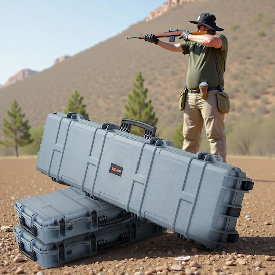 Vevor Hard Weapon Case Locked Weapon Case Streamlined Foam Materials 1270 Mm Mobile Weapon Storage Wheels Ip67 Waterproof Dust Resistant Gun Storage Weapon Shotgun Airgun Gray