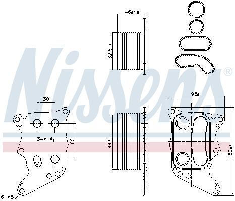 Nissens Car Oil Radiator for Opel Grandland X Citroen DS Kia Mini Subaru Mini