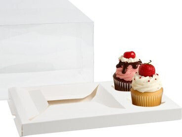 Κουτί Ζαχαροπλαστείου Καπάκι 2 Cupcakes & 1