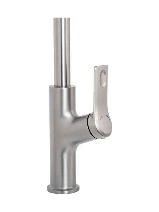 Korman Technik Fj5542 Küchenarmatur Zähler mit Herausziehbarer Brause Silber