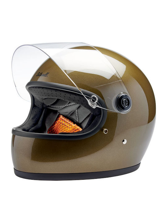 Biltwell Gringo S Ugly Gold Metallic Motorcycle Helmet Full Face ECE 22.06