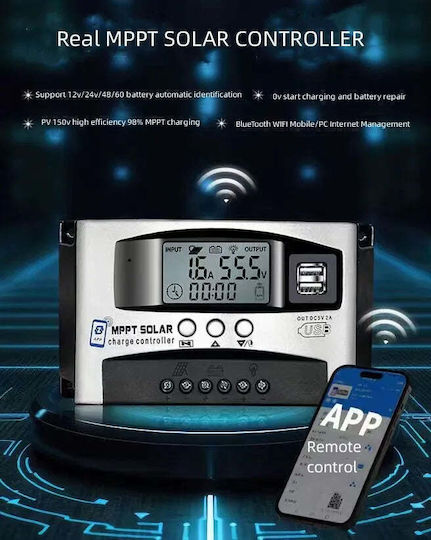 Controler de Încărcare Solar Taggo MPPT 12v-60v 150vdc Regulator Ecran LED Lifepo4 Baterii Litiu-acid 40a Wifi