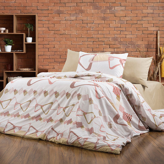 Dimcol Set Cearșafuri Single 160x240cm. White-beige 490 3buc