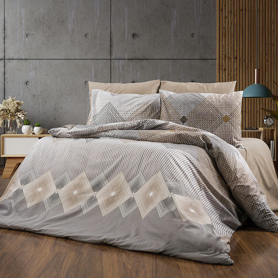 Dimcol Σετ Σεντόνια Υπέρδιπλα 220x240εκ. 603 Grey-mocha (4τμχ)