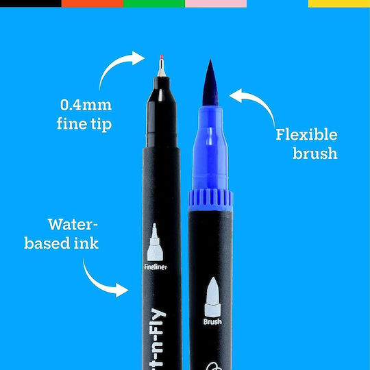 Double Tip Μαρκαδόροι Ζωγραφικής 0.4mm Λεπτοί Σετ 25 χρώματα