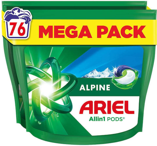 Ariel All In 1 Alpine Απορρυπαντικό Ρούχων (76 Κάψουλες)