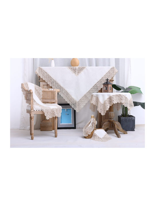 Liolios Home Ράνερ Λινό με Κέντημα Qz1600053 Cappuccino 40x160εκ.
