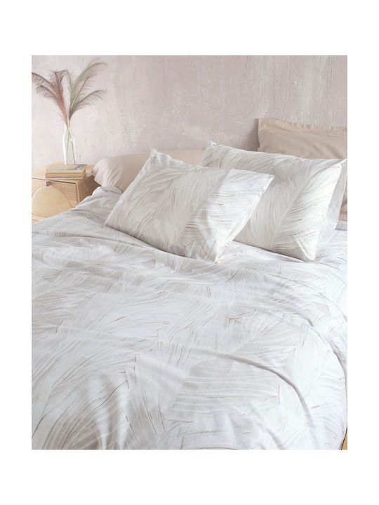 Rythmos Palm Pillowcase Set with Envelope Cover White 50x70cm.