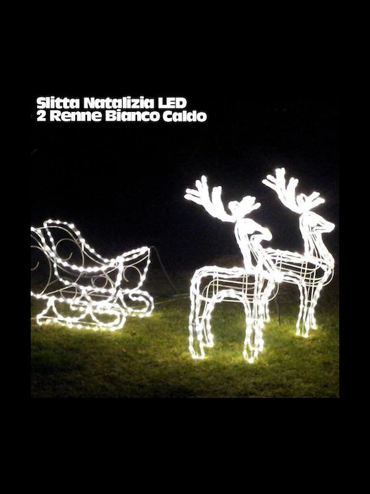 Bakaji Bakaji Christmas Sleigh Led 2 Illuminated Reindeer Warm White Indoor Outdoor Use