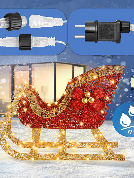 Bakaji Bakaji Reindeer Rena Illuminated Sleigh Outdoor 8 Functions Warm White Christmas