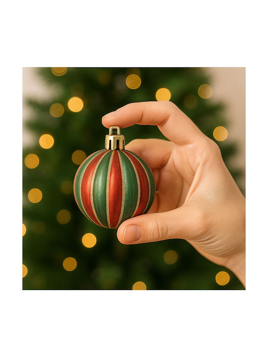 Bakaji Set of 24 Christmas Tree Balls Red Green Decorative Spheres 6cm 02842858