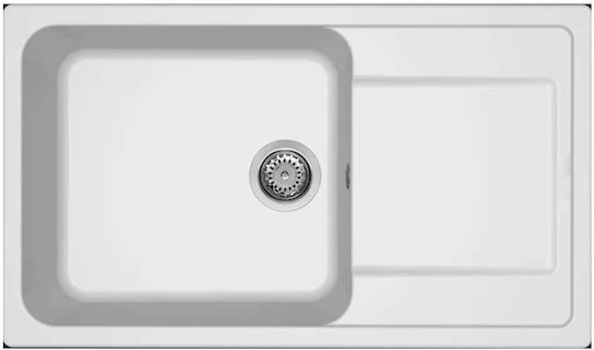 Elleci Life 410 Ένθετος Νεροχύτης Αριστερός από Συνθετικό Γρανίτη Μ86xΠ50cm Bianco