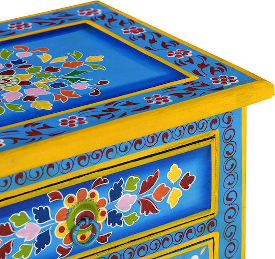 Нощно Шкафче От Масивно Дърво Синьо 40x30x50см