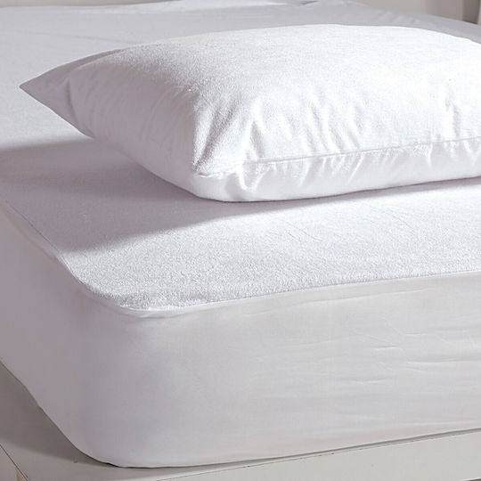 Nef-Nef Homeware Protective Cover Semi-double Waterproof with Skirt Terry White 120x200+30cm