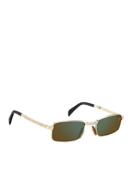 David Beckham Men's Sunglasses with Gold Metal Frame and Green Lens