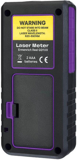 Laser Measurer Ermenrich Reel Plus Gd100 3-line Display Up To 100 Meters Measuring Range Horizontal Vertical Bubble Level Black