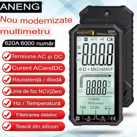 Aneng Aneng 620A Ψηφιακό Πολύμετρο True RMS με Buzzer με Μέτρηση AC / DC / Θερμοκρασίας True RMS