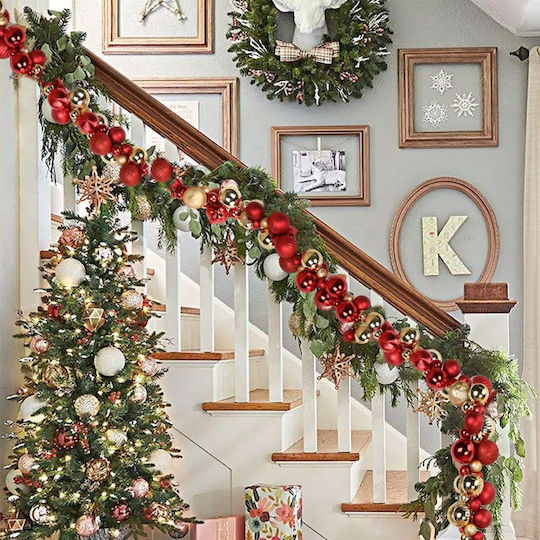 Bakaji Christmas Lighted Decorative Wreath Battery Powered 180cm