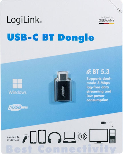 LogiLink USB-C Bluetooth 5.3 Адаптер с Обхват 20м Черен (BT0048A)