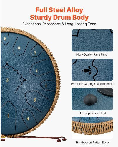 Vevor Steel Tongue Drum 15 Notes 33cm