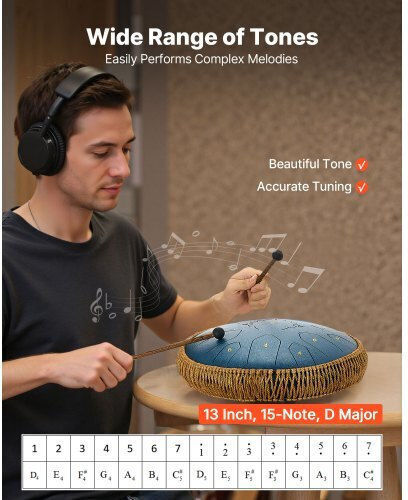 Vevor Steel Tongue Drum 15 Notes 33cm