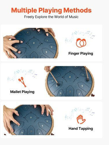 Vevor Steel Tongue Drum 15 Notes 33cm