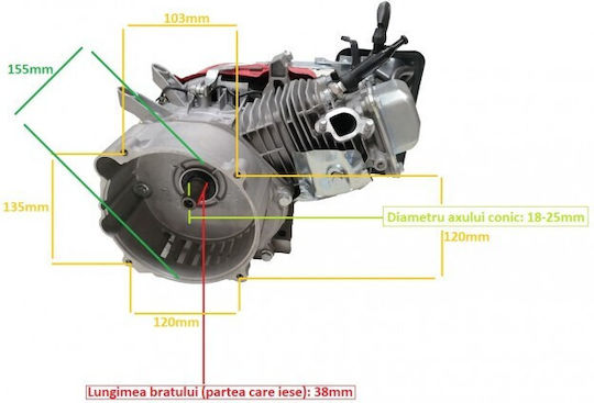 Motor pe benzină 168cc 6.5hp Maximă Rotații 3600rpm Ax Orizontal cu Demaror (Rezervor 0.6lt)