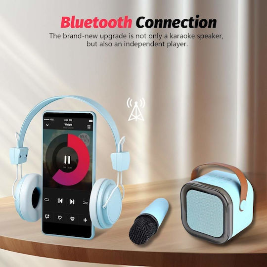 Uncle George Sistem De Karaoke Cu Microfon Wireless Și Efecte De Iluminare Albastru Deschis