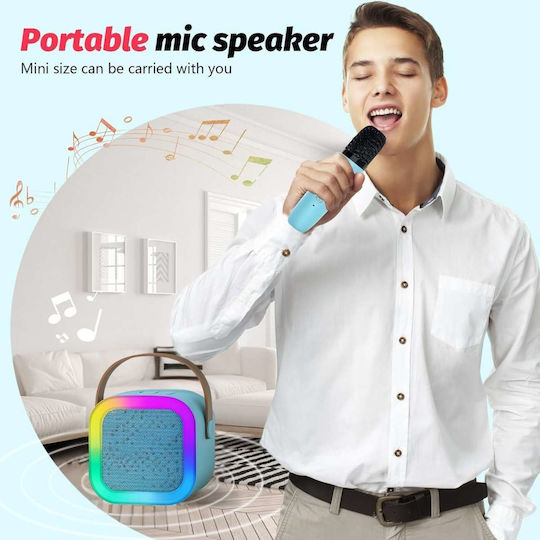 Uncle George Sistem De Karaoke Cu Microfon Wireless Și Efecte De Iluminare Albastru Deschis