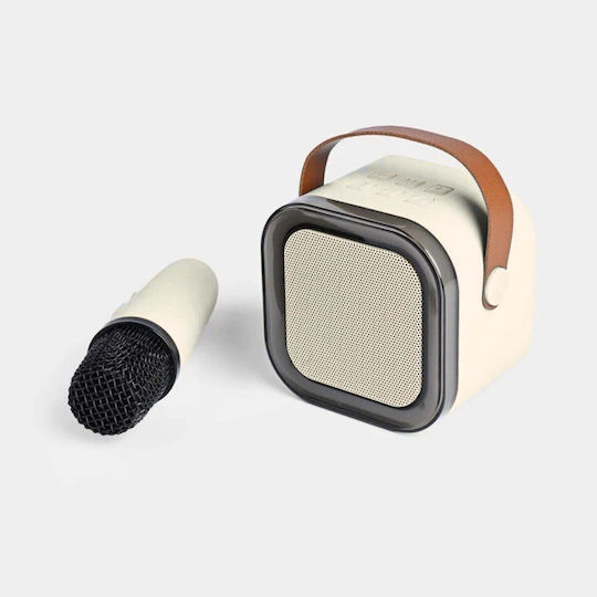 Uncle George Boxă Karaoke cu Microfon Wireless și Efecte de Iluminare Bej 09.04.01-0005-WHT