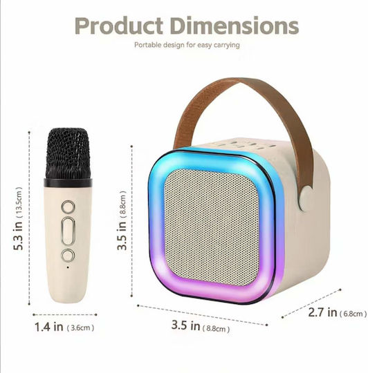 Uncle George Boxă Karaoke cu Microfon Wireless și Efecte de Iluminare Bej 09.04.01-0005-WHT