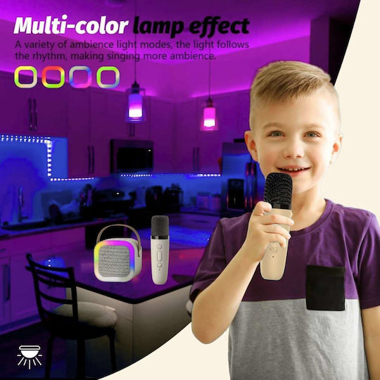 Uncle George Boxă Karaoke cu Microfon Wireless și Efecte de Iluminare Bej 09.04.01-0005-WHT