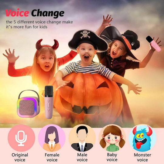 Uncle George Boxă Karaoke Cu Microfon Wireless Și Efecte De Iluminare Roz