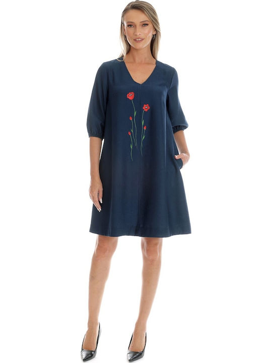 Summer Mini Drape Dress Navy Blue