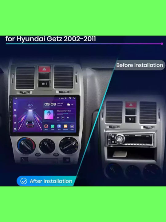 Car Audio System for Hyundai Getz 2002-2011 (Bluetooth/USB/WiFi/GPS/Apple-Carplay/Android-Auto) with Touch Screen 9"