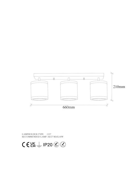Opviq Ceiling Mount Light 66cm White with Socket E27