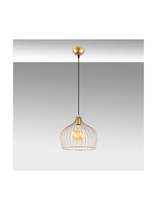 Opviq Gold Pendant Light Yellow with Socket E27 30x30x121cm