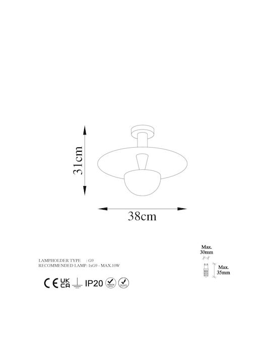 Opviq Kurt Pendant Light Orange with Socket G9 38x38x31cm