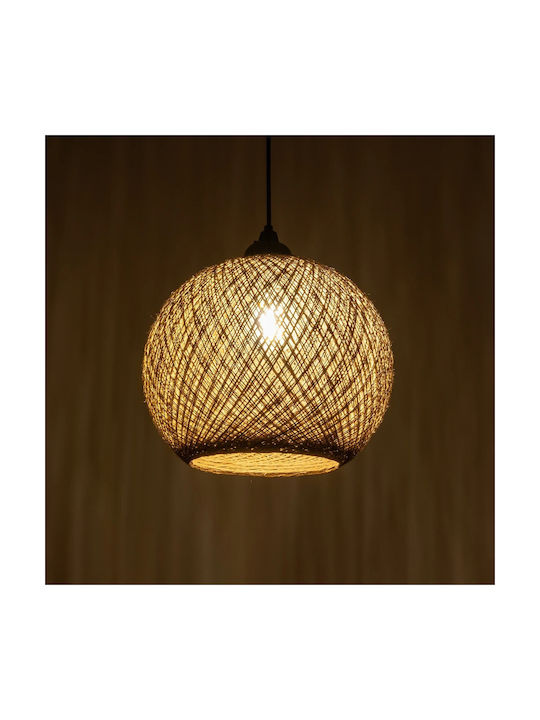GloboStar Solei Pendant Light Beige Boho with Rope for Socket E27 30x30x35cm