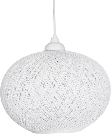 GloboStar Solei Висящо Осветително Тяло Бял Бохо с въже за Цокъл E27 30x30x35см.