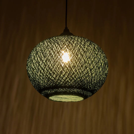 GloboStar Solei Pendant Light Green Boho with Rope for Socket E27 30x30x35cm