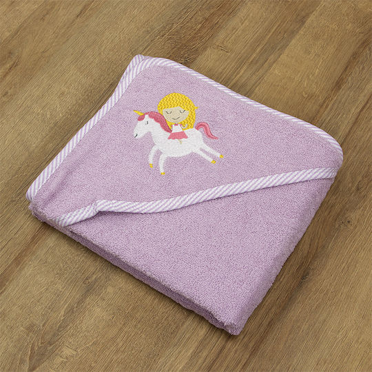 Lino Home Baby-Badetuch mit Kapuzen Corno Flieder 75x75cm