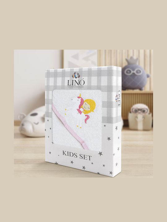 Lino Home Βρεφική Κάπα-Μπουρνούζι με Κουκούλα Corno White 75x75εκ.