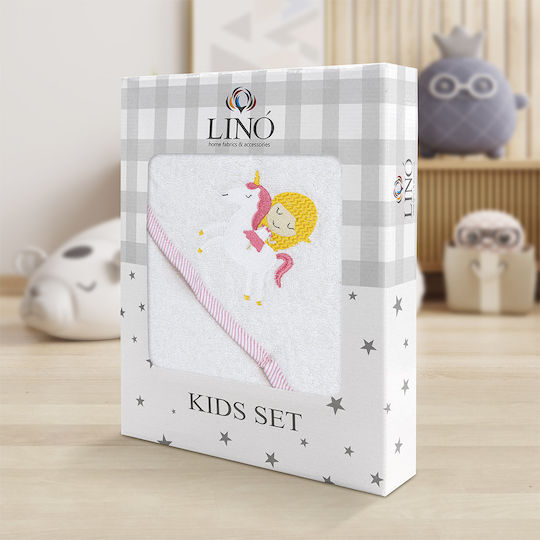 Lino Home Детски Худи-Малък Халат Corno Бял 75x75см