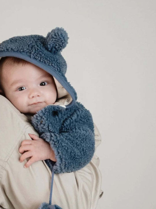 Παιδική Ζακέτα Βαμβακερή με Κουκούλα Stone Blue Teddy