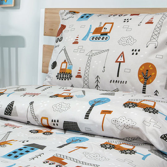 Lino Home Σετ Παιδικό Πάπλωμα Μονό με Μαξιλαροθήκη Γκρι 160x240εκ.