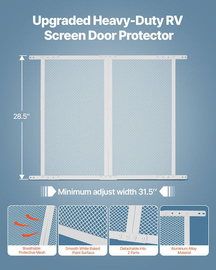 Vevor Protective Screen Door RV Aluminum Mesh Dimensions 800x723.9 Mm White