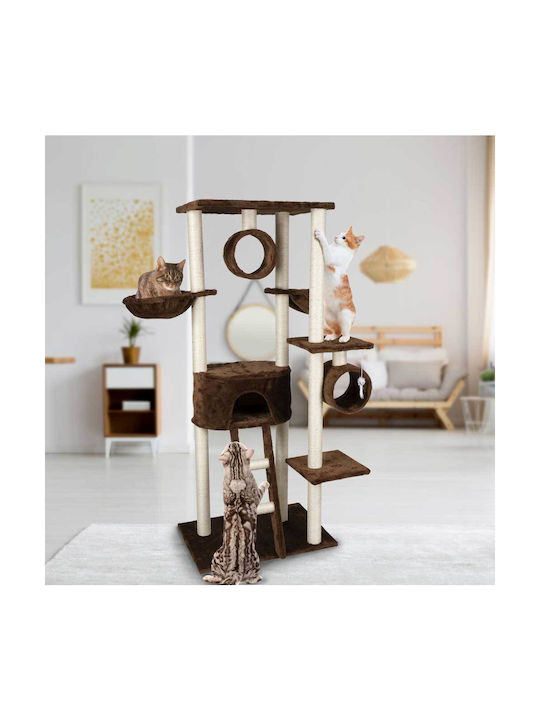 Bakaji Cat Climbing Tree Sisal Playground Height 165cm Brown 02813877