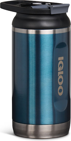 Igloo Glas Thermosflasche Rostfreier Stahl / Kunststoff 354ml BLUE mit Stroh und Handgriff